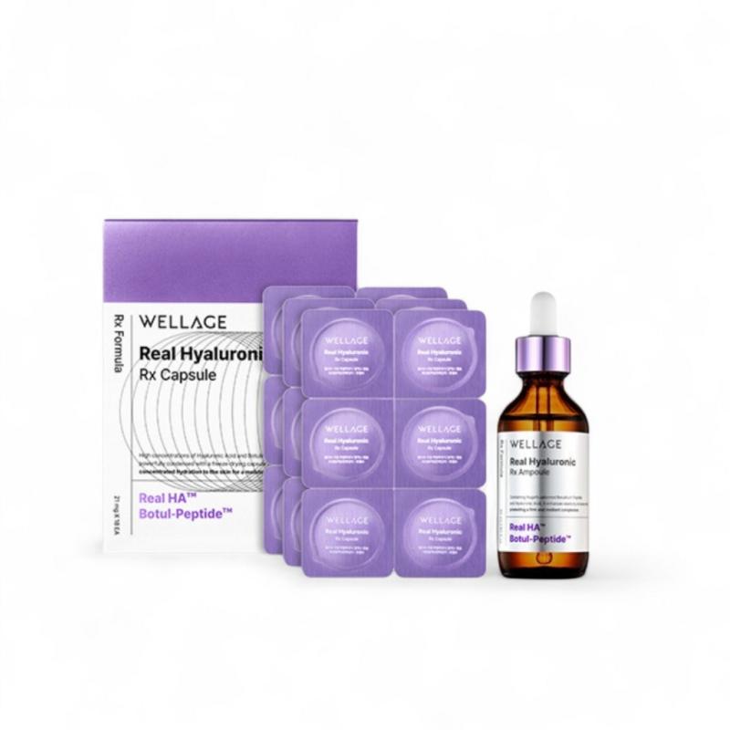Wellage Ампула с капсулами Real Hyaluronic Сезон 4 Капсулы 1 КОРОБКА (18 шт) + Пептидная сыворотка 55 мл, 36 шт.