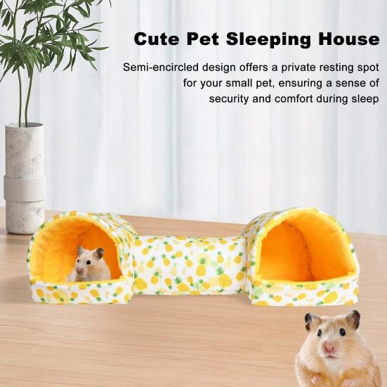 Кровать-туннель для маленьких животных, плюшевая кровать-гнездо для хомяка, морская свинка, уютное укрытие, тепло