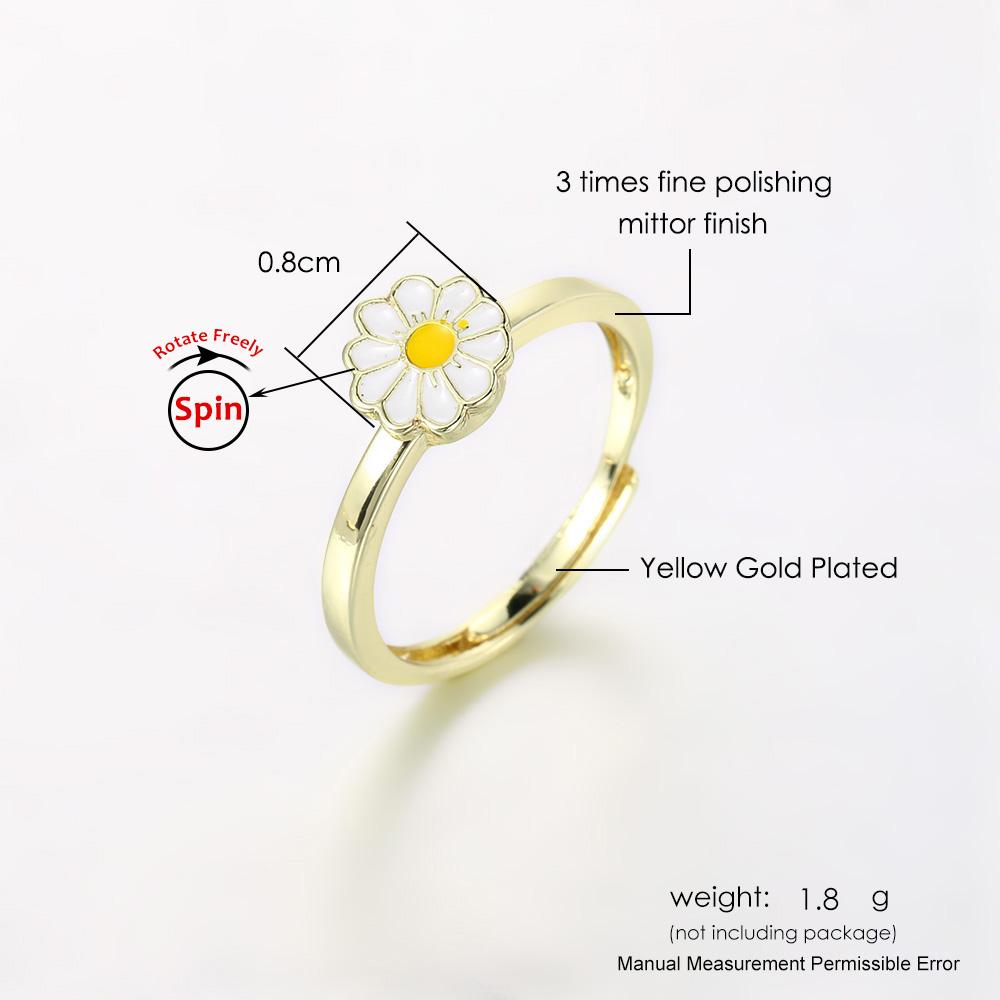 Y2k Flower Anxiety Spinner Ring for Women Adjustable Aesthetic Daisy Fidget Anti Stress Rings Trend Jewelry Valentine's Day Gift