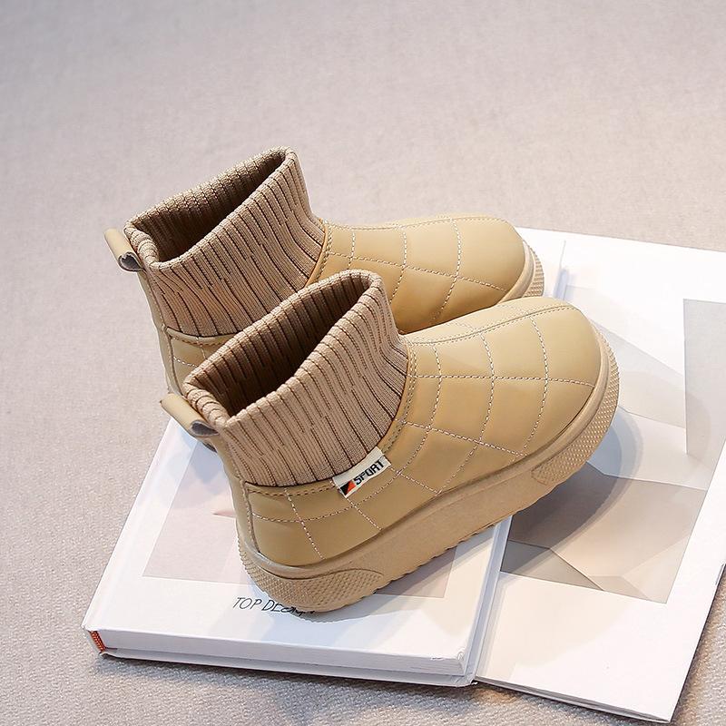 Girls Snow Boots 2025 Winter New Children's Fleece Thickened Cotton Shoes Boys' Warm Short Boots Medium and Older Socks Boots