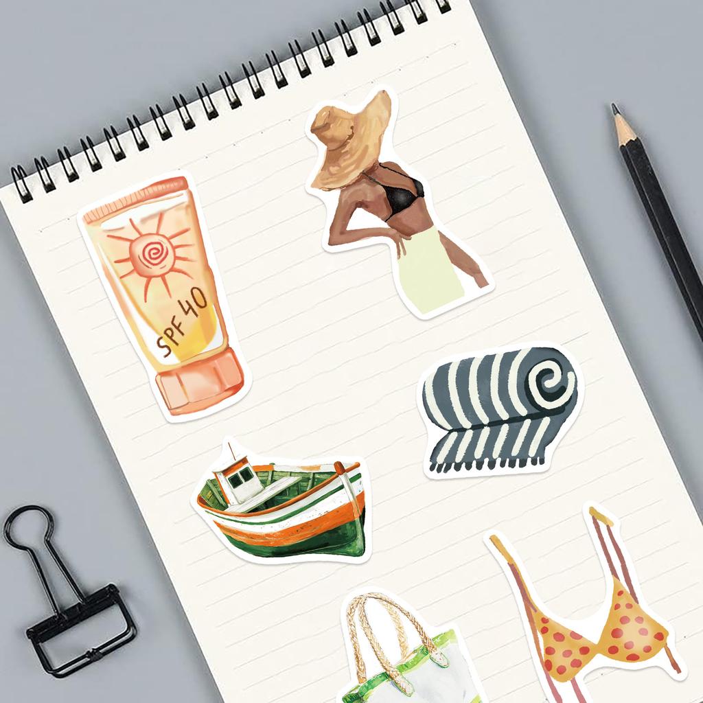 50 Cartoon Summer Aesthetic Graffiti Stickers Decorate Guitar Notebook Suitcase DIY Waterproof