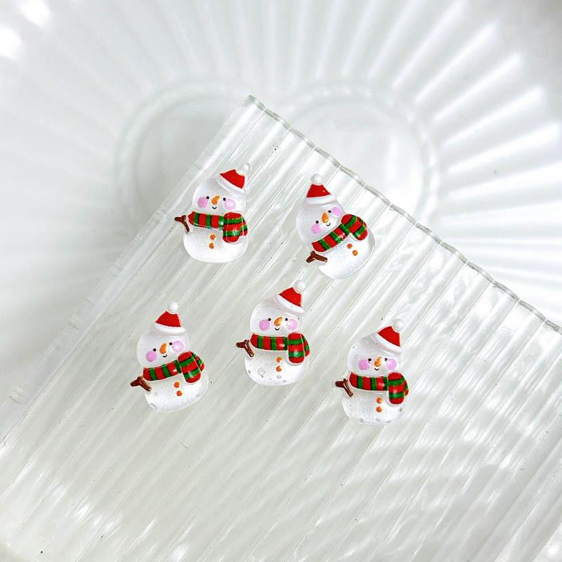 New Christmas Cartoon Luminous Nail Art Accessories 3D Santa Claus Wreath Bell Resin Wearable Nail Decorations