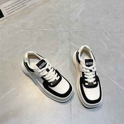 Кроссовки Panda с квадратным носком и круглым носком, женские новые повседневные спортивные туфли на толстой подошве, маленькие белые туфли из натуральной кожи