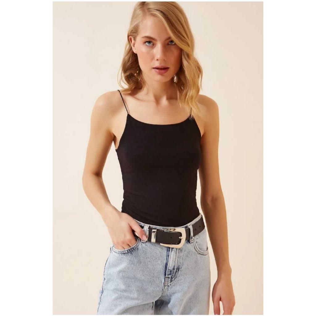 Женская черная трикотажная блузка с веревочными ремнями, 2 шт.