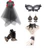 PESENAR Day of The Dead Costume Accessories Halloween Dia De Los Muertos Women Mask Masquerade Headpiece Veil
