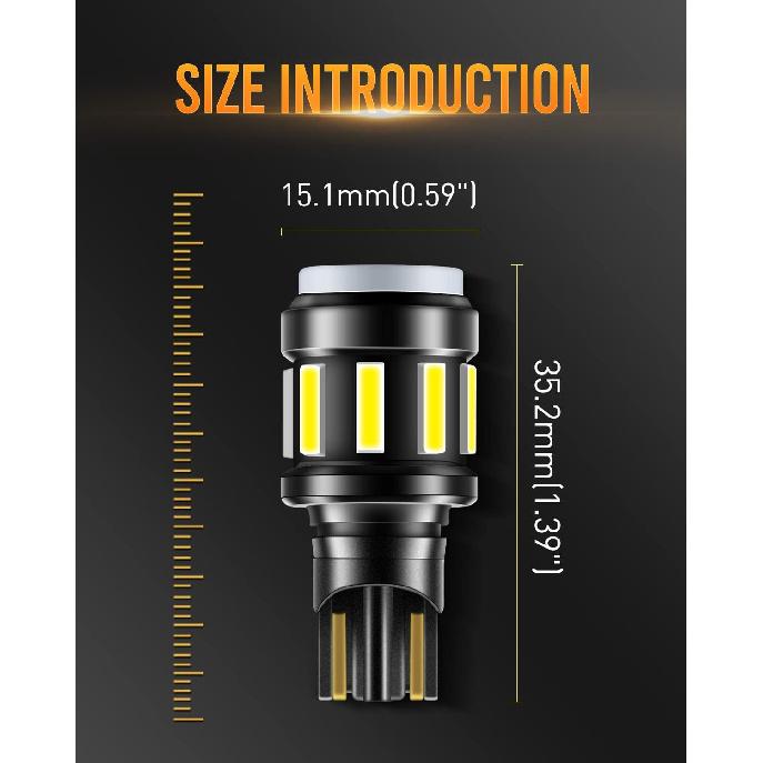 921 912 LED Bulb for Backup Reverse Lights 6500K Xenon White 10-SMD 7020&3030 Chipsets CANBUS Error Free T15 W16W 906 904 Bulbs,Pack of 2