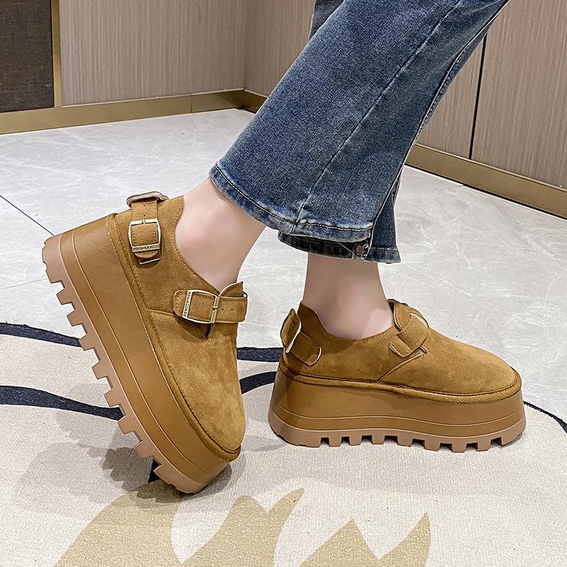 Большого размера, на толстой подошве, увеличивающие рост, туфли Boken для женщин, новая осенняя одинарная обувь для женщин, ретро женские