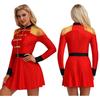 Womens Lion Tamer Costume Tassel Shoulder Long Sleeve Circus Ringmaster Dress Belted Halloween Outfit