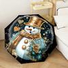 Christmas gifts, bells, Santa Claus, snowman, Christmas tree umbrella, home essential, wrought iron tri-fold portable all-season outdoor umbrella H76