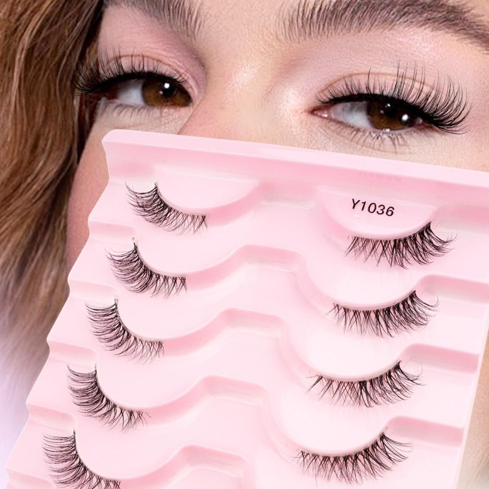 10 Pairs 7-10MM Thick Fluffy False Eyelashes Black Dense Fake Eyelashes DIY Lashes Extension  Party