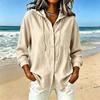 Женская повседневная рубашка с капюшоном на пуговицах, с длинным рукавом, свободного кроя, однотонная блузка, карманы, мягкие легкие топы для повседневной носки