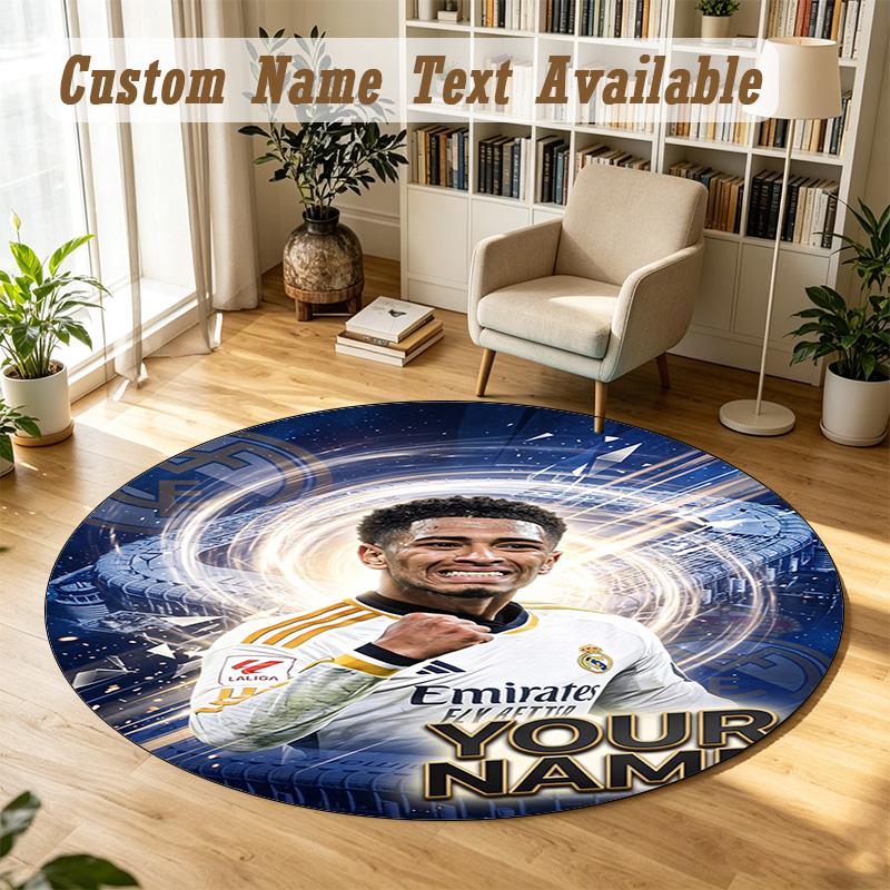 Round Rug Custom NameJude Bellingham Pattern Non Slip Carpet Home Floor Decor