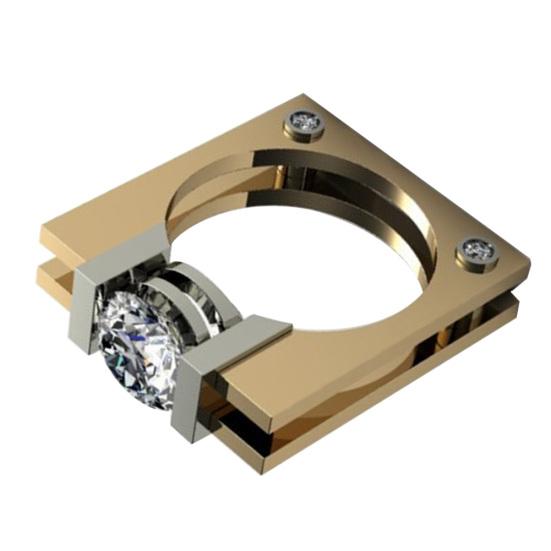 Панк-унисекс с кубическим цирконием, позолоченное квадратное геометрическое кольцо на палец, ювелирные изделия для вечеринок