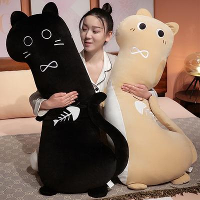 Мультяшный черный кот длинная подушка-игрушка плюшевая кукла кукла-кот кукла для девочки для сна успокаивающая кукла