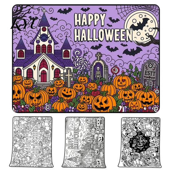 Creative Activity for Women Halloween DIY Coloring Blanket, Color Your Own Throw Blanket with Optional Art Therapy Gifts 24 Markers, Washable