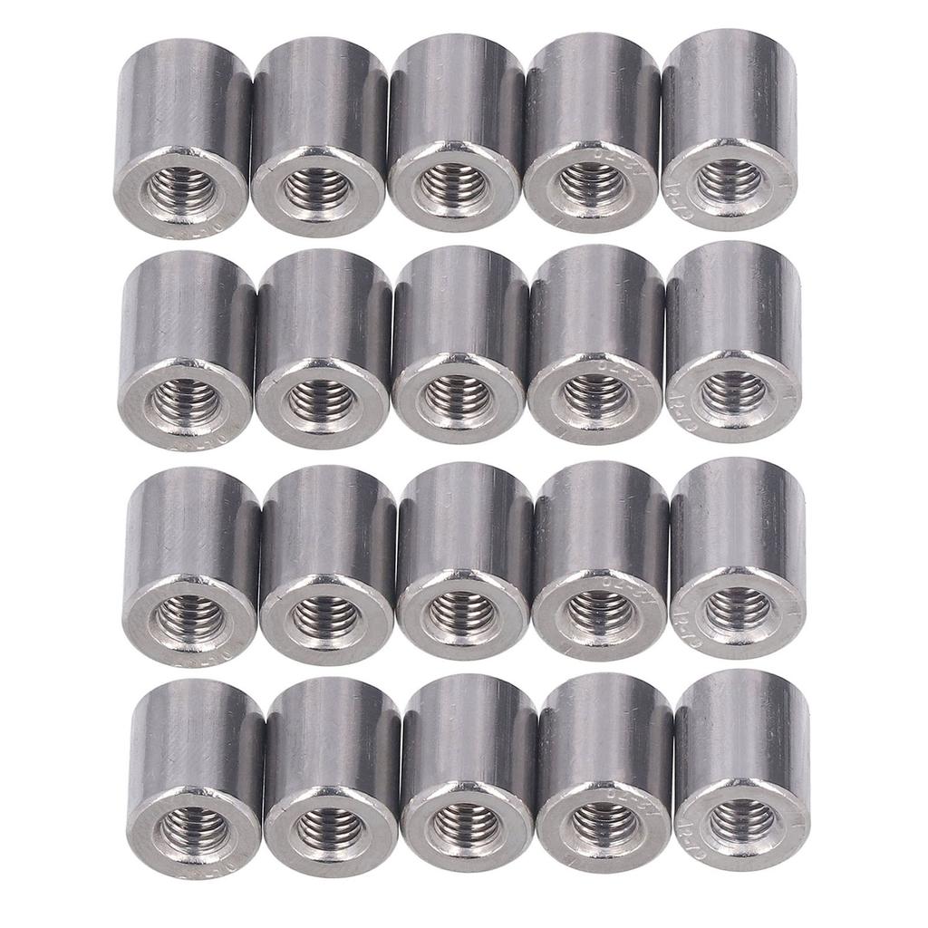 20 шт. Цилиндрические соединительные гайки из нержавеющей стали 304, внутренняя резьба M6, круглые соединительные гайки