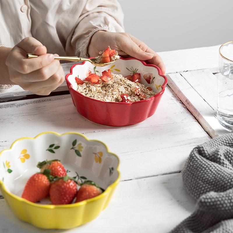 Керамическая салатница, цветные фарфоровые супницы, детская кухня, миска для смешивания риса, десерта, закусок, бытовая посуда