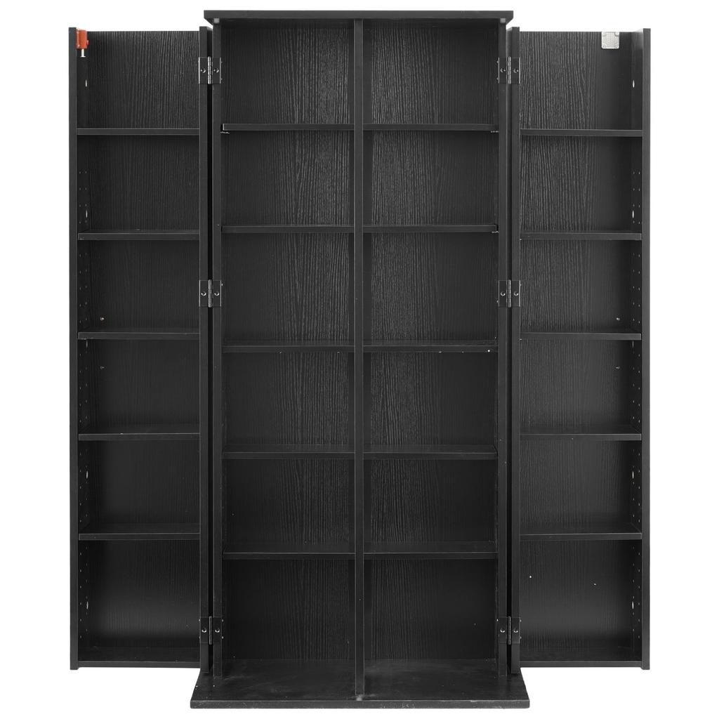 Media Storage Cabinet, 6-Tier DVD Shelf Organizer, 610 x 368 x 1270 mm Multimedia Storage Organizer for CDs, DVDs, Books, Games, CD Shelf for Living
