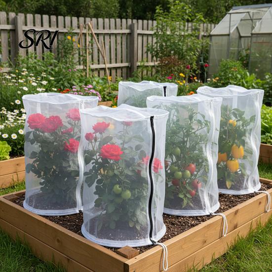 Indoor Plant Guard Protection Cover for Garden And Patio Pots Bird-proof Protector Tear-Resistant UV Mesh with Zipper & Drawstring Outdoor Gardening