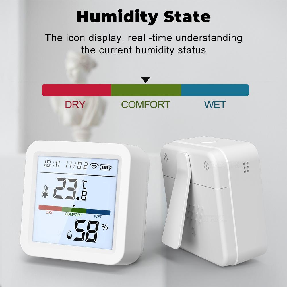 Tuya Smart WiFi Bluetooth-compatible Dual Mode Temperature and Humidity Meter Home Battery Operate Temperature-Humidity Tester