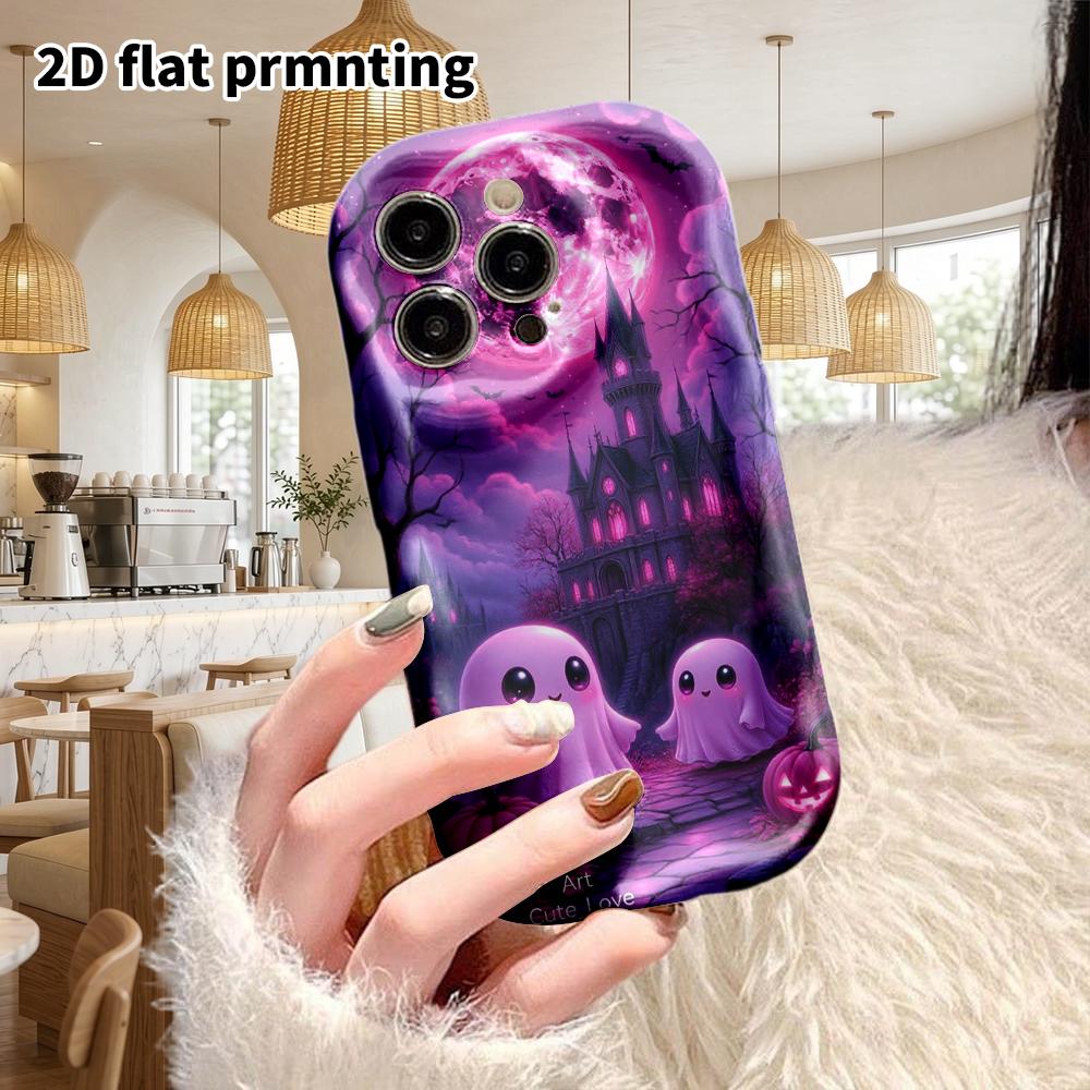 Phone case: 2D flat design suitable for iPhone 18 17 16 15 14 13 Pro protective cases, couple style, dark castle, Christmas and Halloween gifts