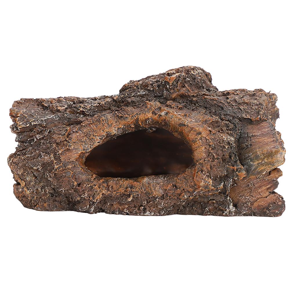 Resin Reptile Hide Cave Simulation Tree Bark Shaped Amphibians Reptile Hide Caves Landscape for Scorpion Lizard 13x7.5x5cm