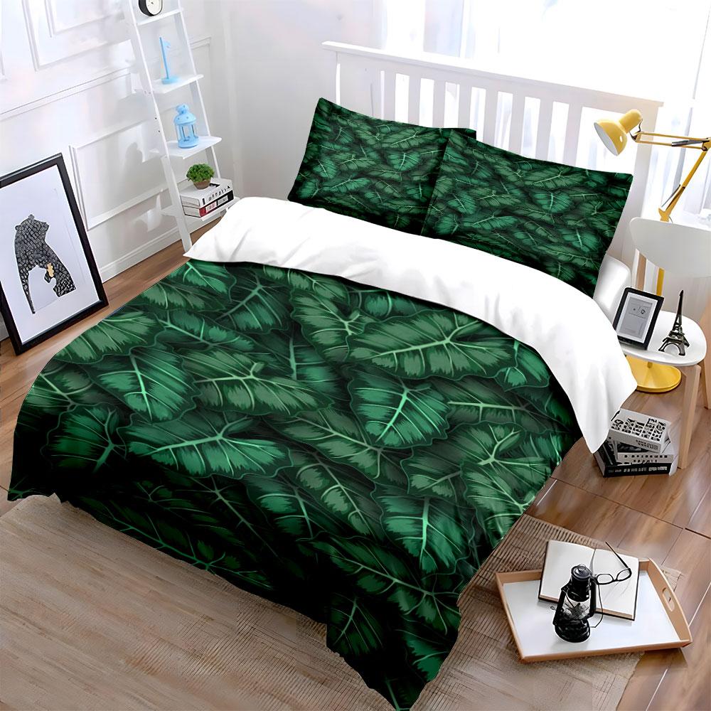 Green tropical banana leaves. Bedding sets Duvet cover sets Duvet covers Pillowcases(1 * Duvet Cover 2 * Pillowcases, without duvet insert)