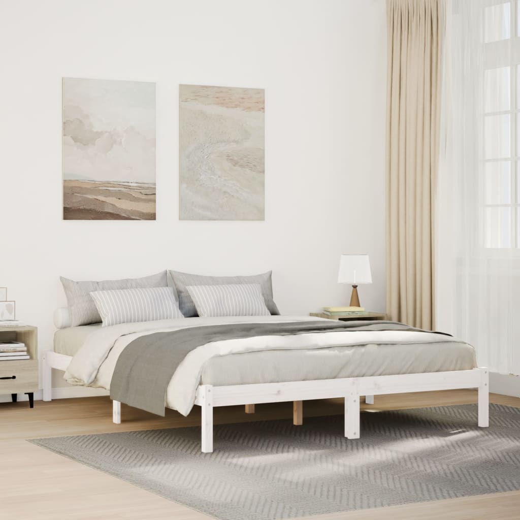 Vidaxl Dłuższe Łóżko Bez Materaca, Białe, 160X210 Cm, Drewno Sosnowe