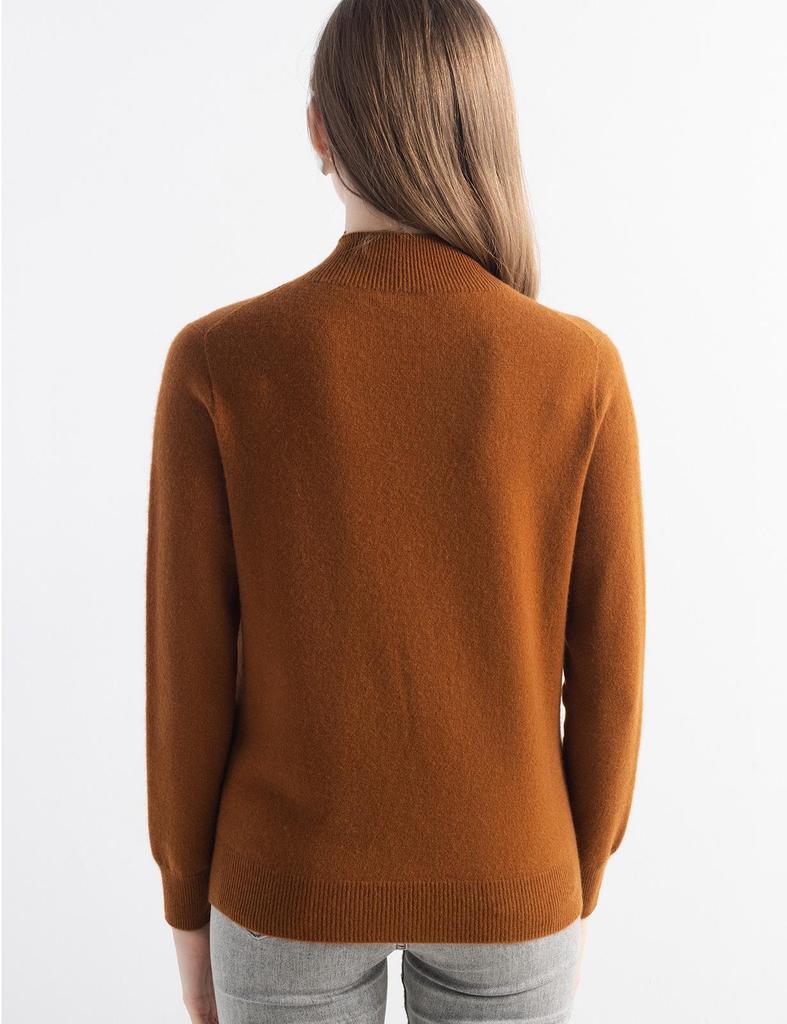 Women's Slimming Wool Long-Sleeve Half-High Neck Top - Solid Color, Versatile Basic