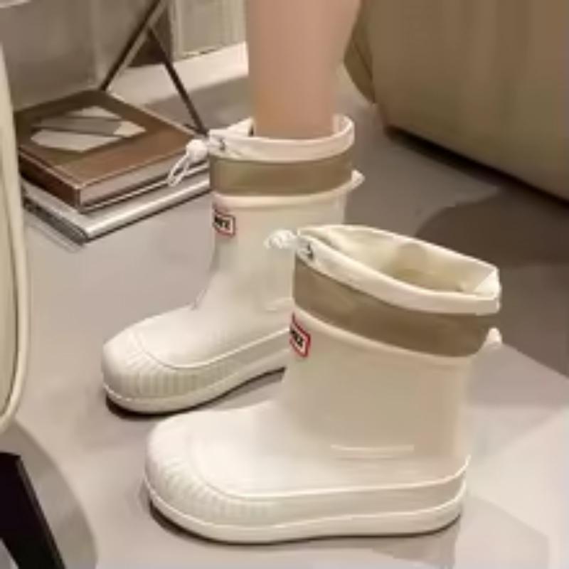 Модные резиновые сапоги на шнурке, женские резиновые сапоги с низким голенищем, всесезонная уличная рабочая обувь, водонепроницаемая и удобная резиновая обувь