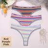 3 шт./компл. красочные полосатые хлопковые женские трусики сексуальные стринги нижнее белье женские дышащие стринги нижнее белье трусики с Т-образной спинкой