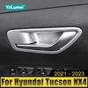 Для Hyundai Tucson NX4 2021 2022 2023 гибридный автомобиль N Line внутренняя дверная ручка чаша отделка рама крышка ABS углеродное волокно аксессуары