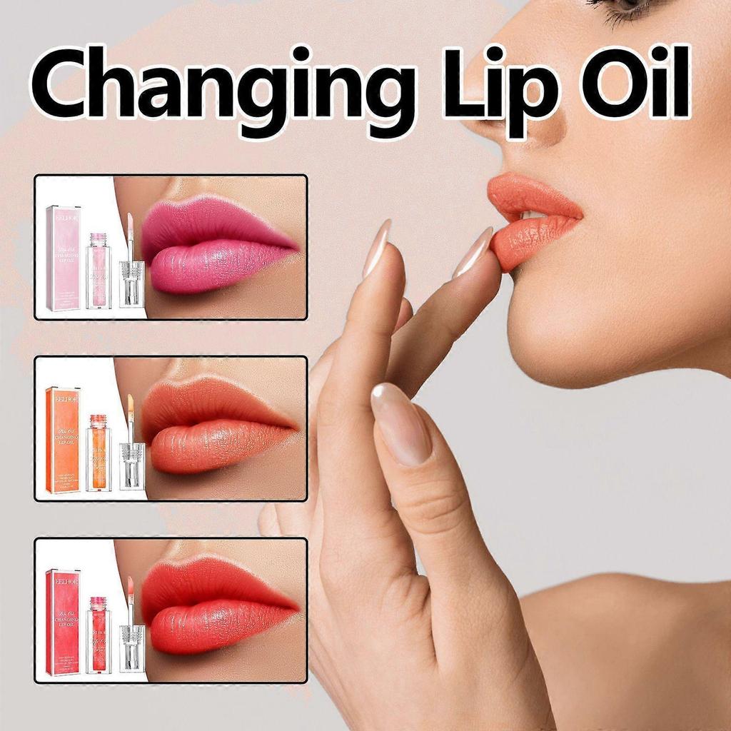 Color-changing lip oil moisturizes and cleanses cuticles to plump up lips in multiple colors