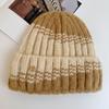 Ear protector warm new knitted hat trendy girl color matching street autumn and winter wool hat versatile face small cold hat