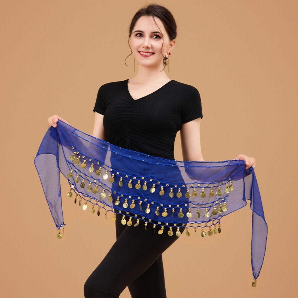 Adjustable Bellydance Waist Chain Gold Color Coins Dancing Waist Belt  Stage Performance