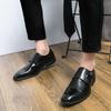 Men Retro Block Shoes PU Black Brown Luxurious Fashionable Buckle Leather Shoes Men Busines Office Brand Formal Shoes Size 38-46