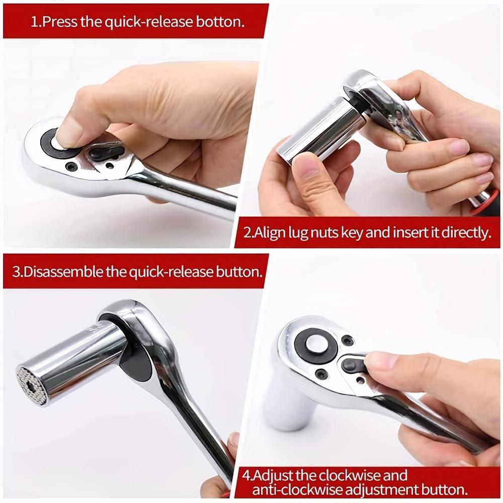 Набор трещоточных ключей из 3 предметов, 1/4", 3/8", 1/2" привод, трещоточный торцевой ключ, быстросъемный реверсивный 24-зубцовый приводной торцевой ключ