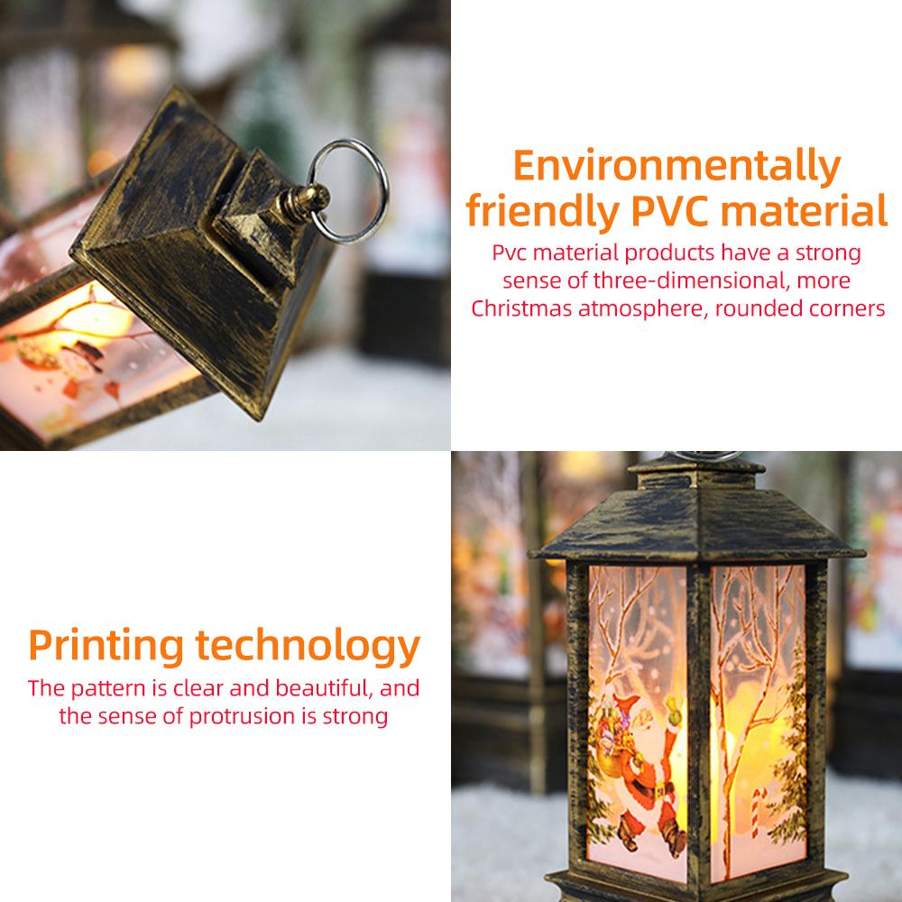 Уличный Рождественский Фонарь на Батарейках Светящийся Маленький Ветровой Фонарь Олень Снеговик Ангел Санта Клаус Рождество