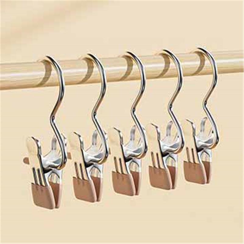 30pcs Stainless Steel Clothespins with Hooks Pants Rack Portable Hanging Closet Clothes Hanger Laundry Travel Home Supplies