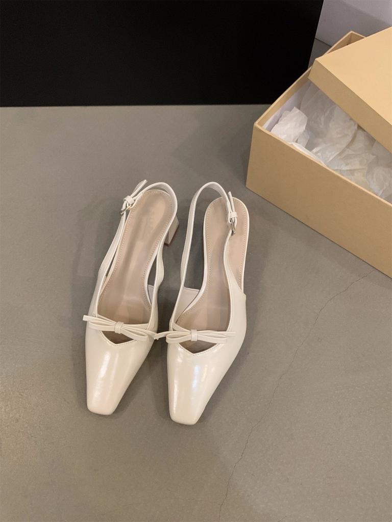 Черные босоножки с сумкой на среднем и высоком каблуке, женская обувь 2025, новинка лета, нишевые, с французским темпераментом, светские, пустые туфли-лодочки