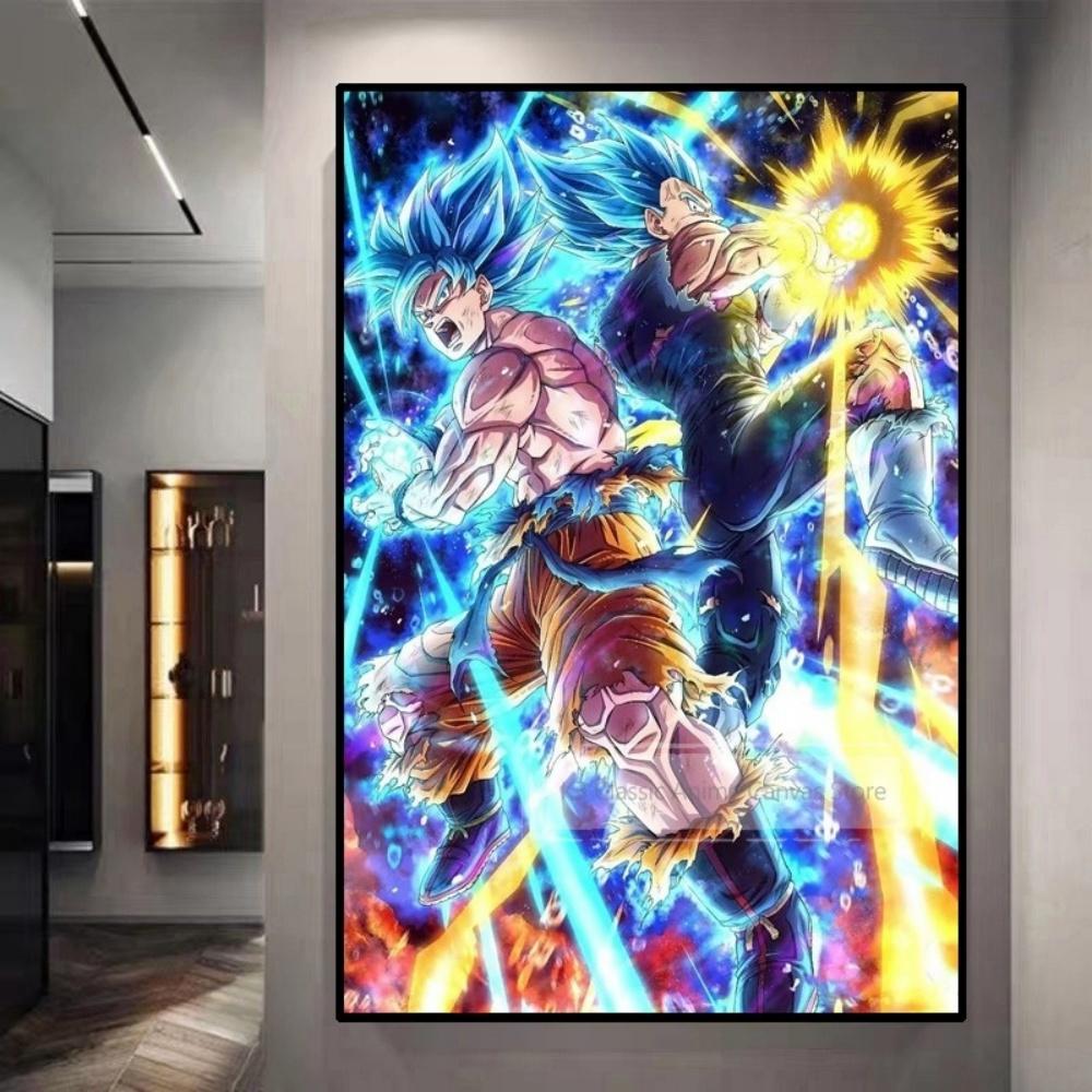 Dragon Ball Starry Night Tapestry Sun Wukong Super Saiyan Anime Hanging with Gokus Kamehameha Ideal for Otaku Bedroom Decor