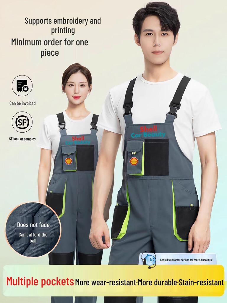 Custom Multi-Pocket Wear-Resistant Jumpsuit with Spring and Autumn Overalls for Men and Women