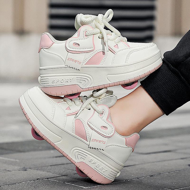 Детские кроссовки на колесах Четырехколесные спортивные ботинки Колесные ролики Съемные Студенческие роликовые кроссовки Обувь