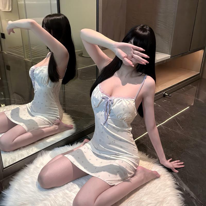 Большого размера платье-майка в цветочном сказочном стиле с принтом вишни, пижама для женщин - свежая летняя домашняя одежда