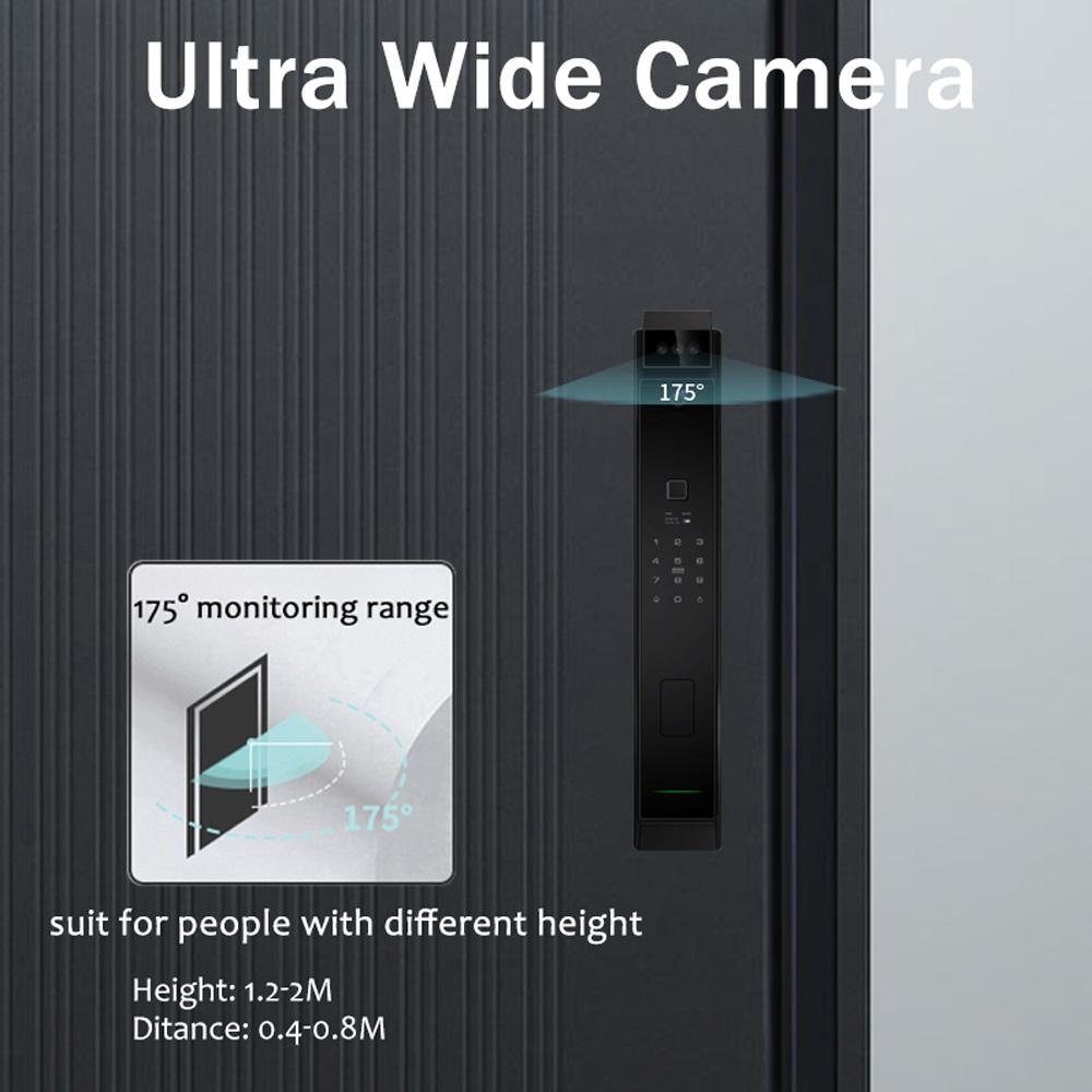 Умный замок WAFU с камерой, 3D-распознавание лиц, входная дверь без ключа, ручка замка из алюминиевого сплава