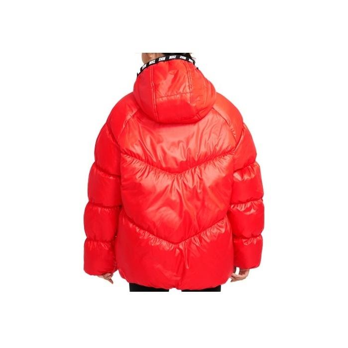 Nike Down Jacket Kids Logo Embroidery Hooded Warm Red Kids Outerwear DO5197-673