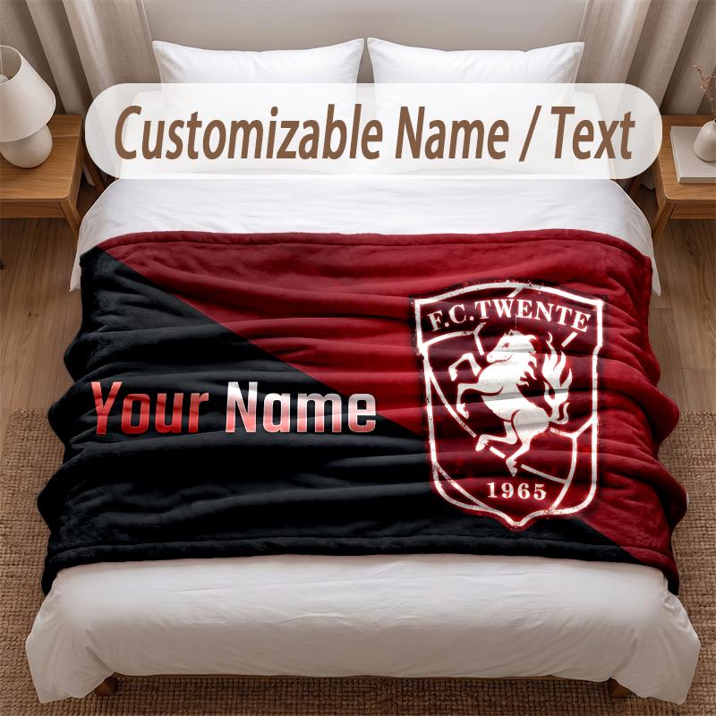 FC Twente Printed Flannel Blanket Custom Name Text Soft Warm Throw For Bedroom Holiday Gift