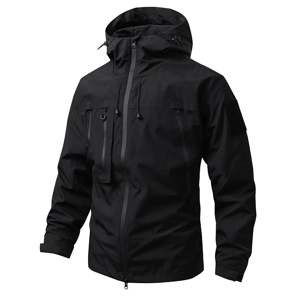 Men's Solid Color Outdoor Workwear Casual Loose Zipper Pocket Warm Long Sleeved Hooded Jacket
