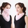 Thin Sleeves Sunscreen Face Mask Chiffon Half Face Cover Scarf Mask Sleeves Set  Women's