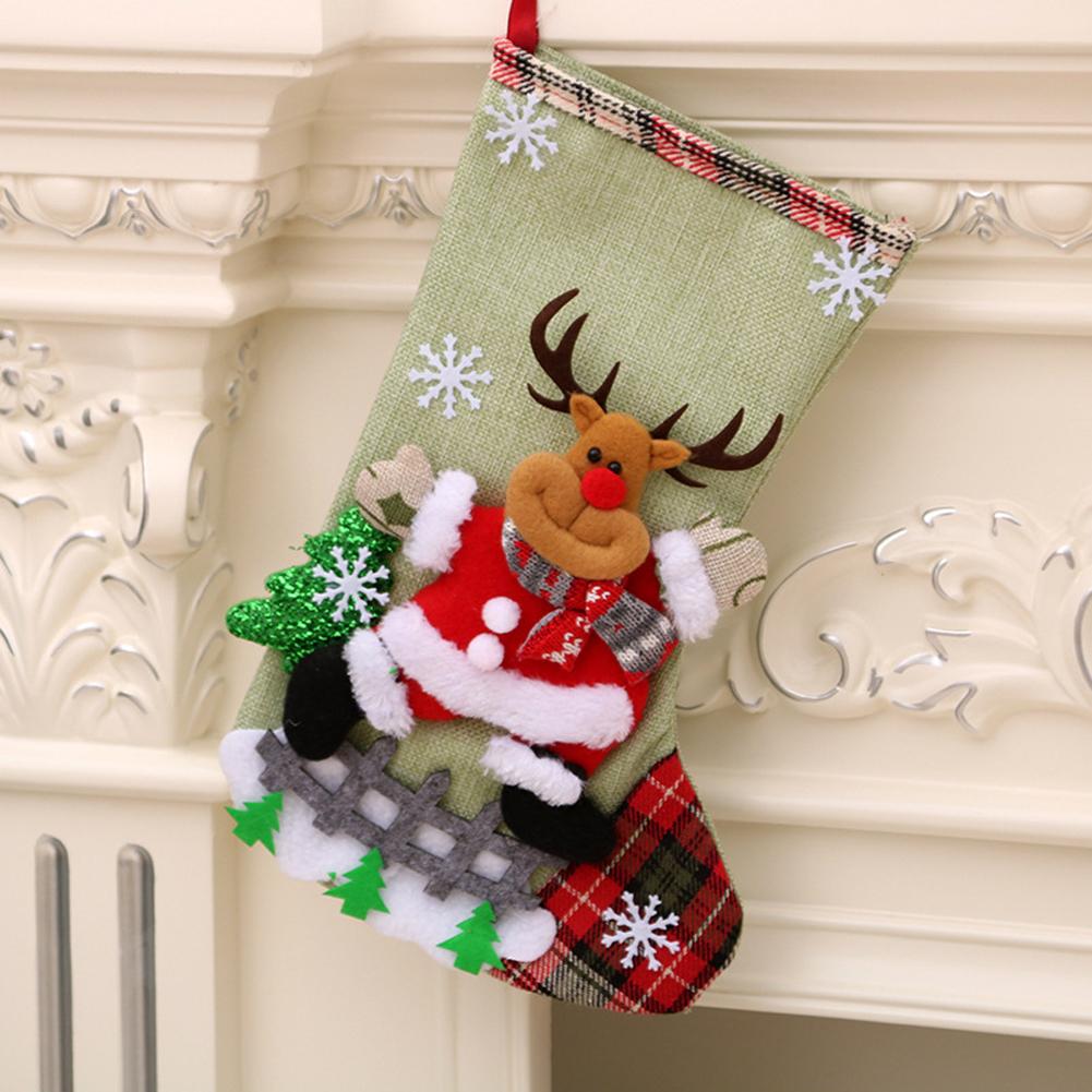 1pc Christmas Stocking, Xmas Stockings for Tree Decoration Christmas Personalised Sock Gift Bag Candy Pouch Bag Ornaments